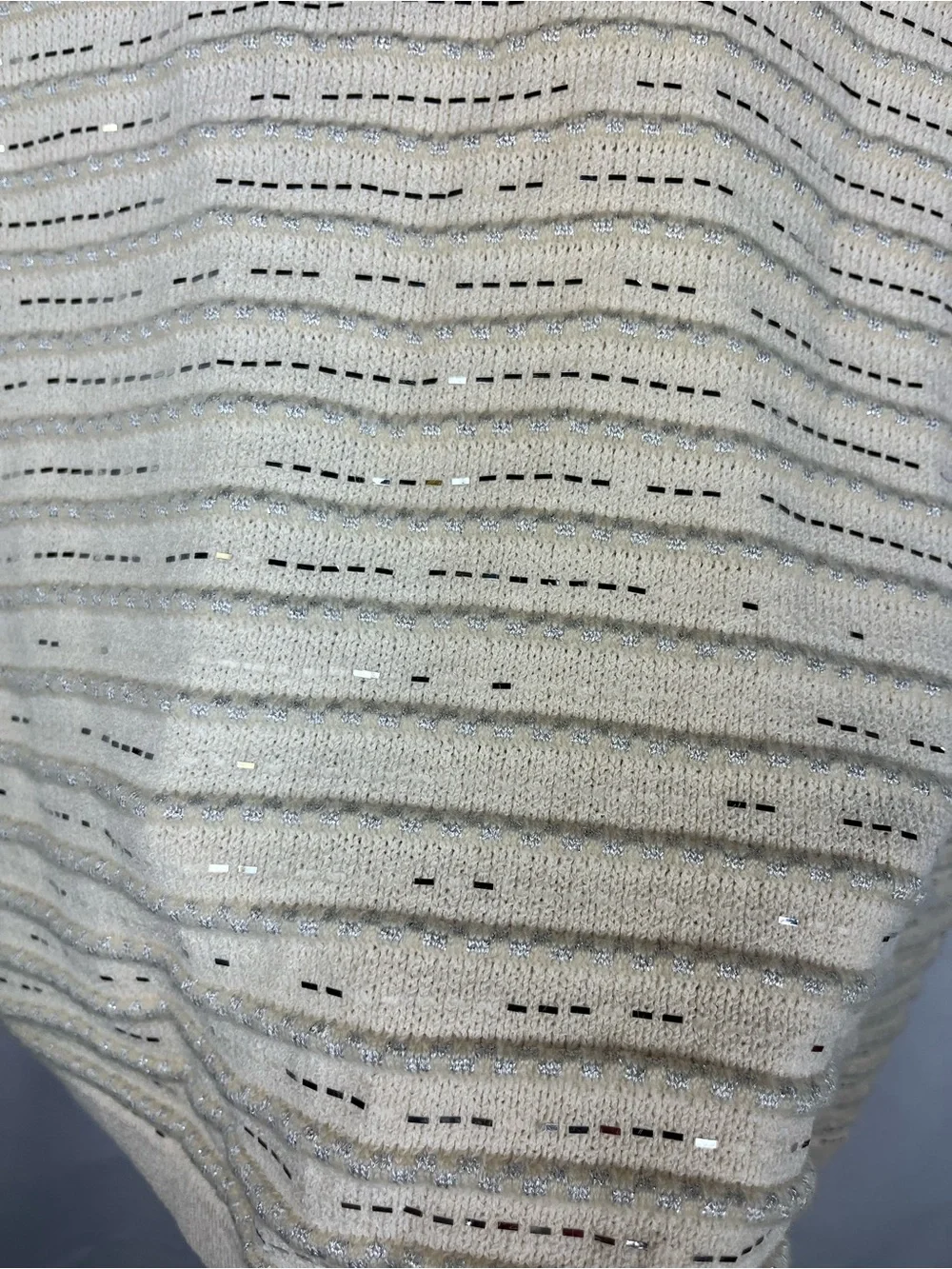 Vintage St. John Evening by Marie Gray  Cardigan Cream gold stripe accents Sz 12